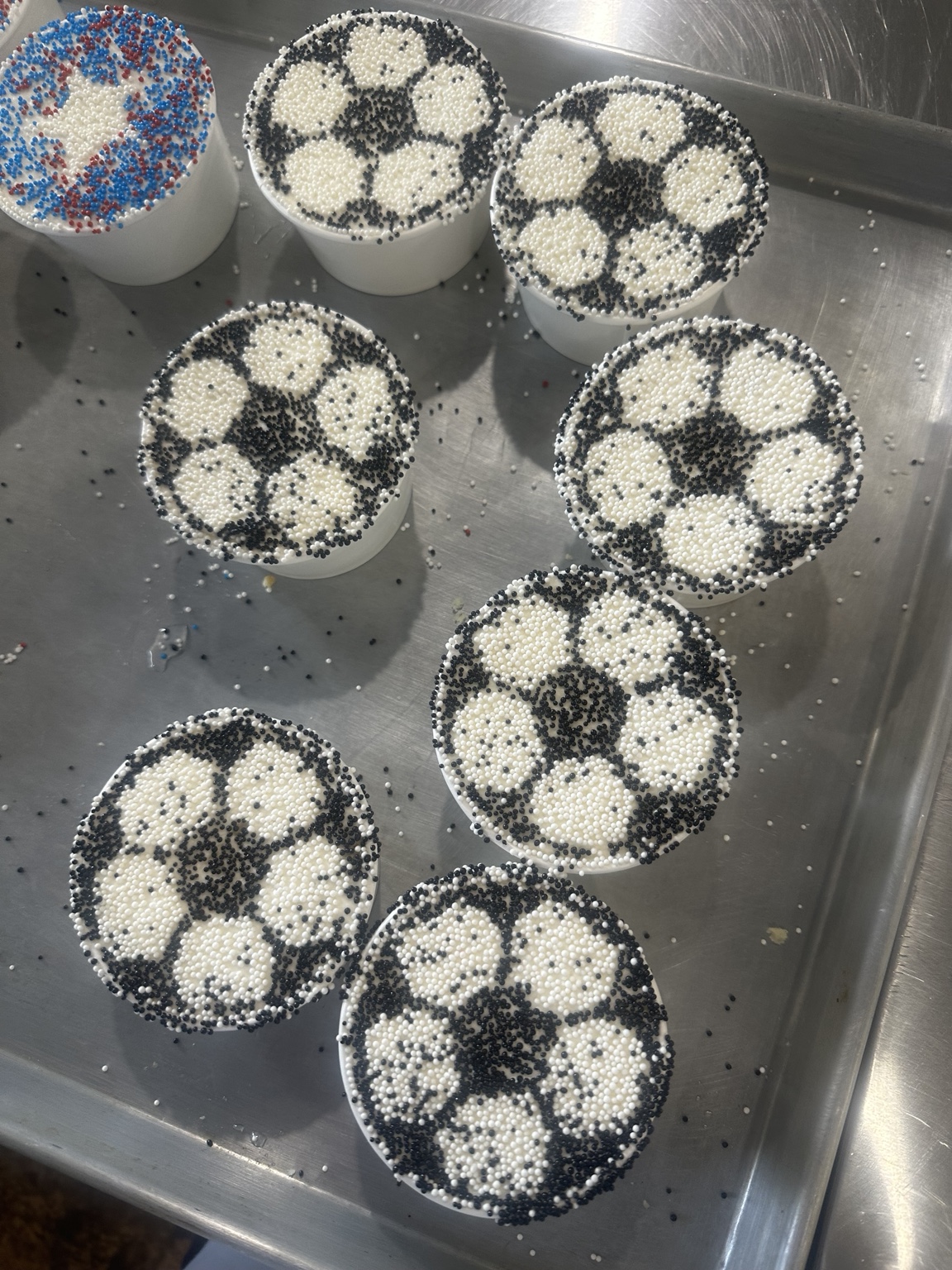 Soccer pattern Peak Dot Cake